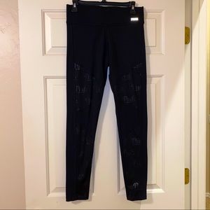 Pink Mid Rise Leggings in Black